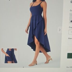 HALARA Blue High Low Slit Sundress